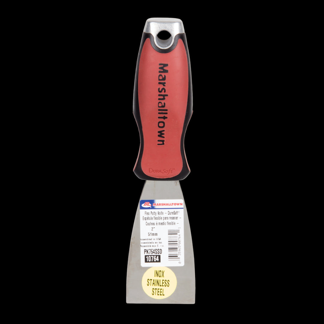 51mm MARSHALLTOWN Flex Putty Knife with flexible stainless steel blade and comfortable handle, ideal for drywall repairs.