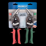 MIDWEST Offset Aviation Snips Set features Offset Left and Right snips with forged blades for precise, effortless metal cutting.