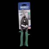 MIDWEST Right Cut Aviation Snip with GLIDETECH forged blades, ideal for precision metal cutting and comfortable left-hand use.