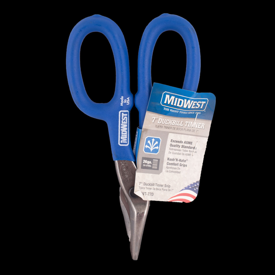 Precision MIDWEST Duckbill Tinner Snip with ergonomic handles, ideal for intricate cuts in sheet metal and tight spaces.