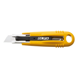 OLFA Self Retracting Safety Knife with ergonomic handle, auto-retracting blade, and made from 100% recycled materials.