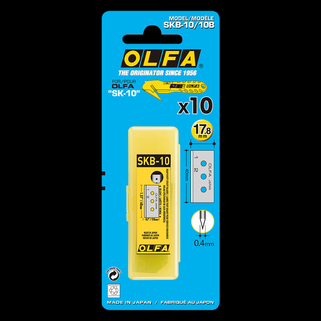 OLFA Stretch Wrap Cutter replacement blades in a 10 pack, designed for efficient, precise cutting with durable materials.