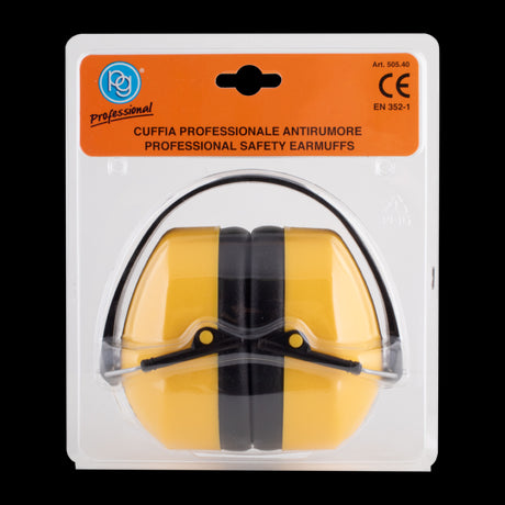 PG PROFESSIONAL Class 5 Safety Earmuffs in yellow, featuring 360-degree rotation and SNR 30.4 dB for superior noise protection.