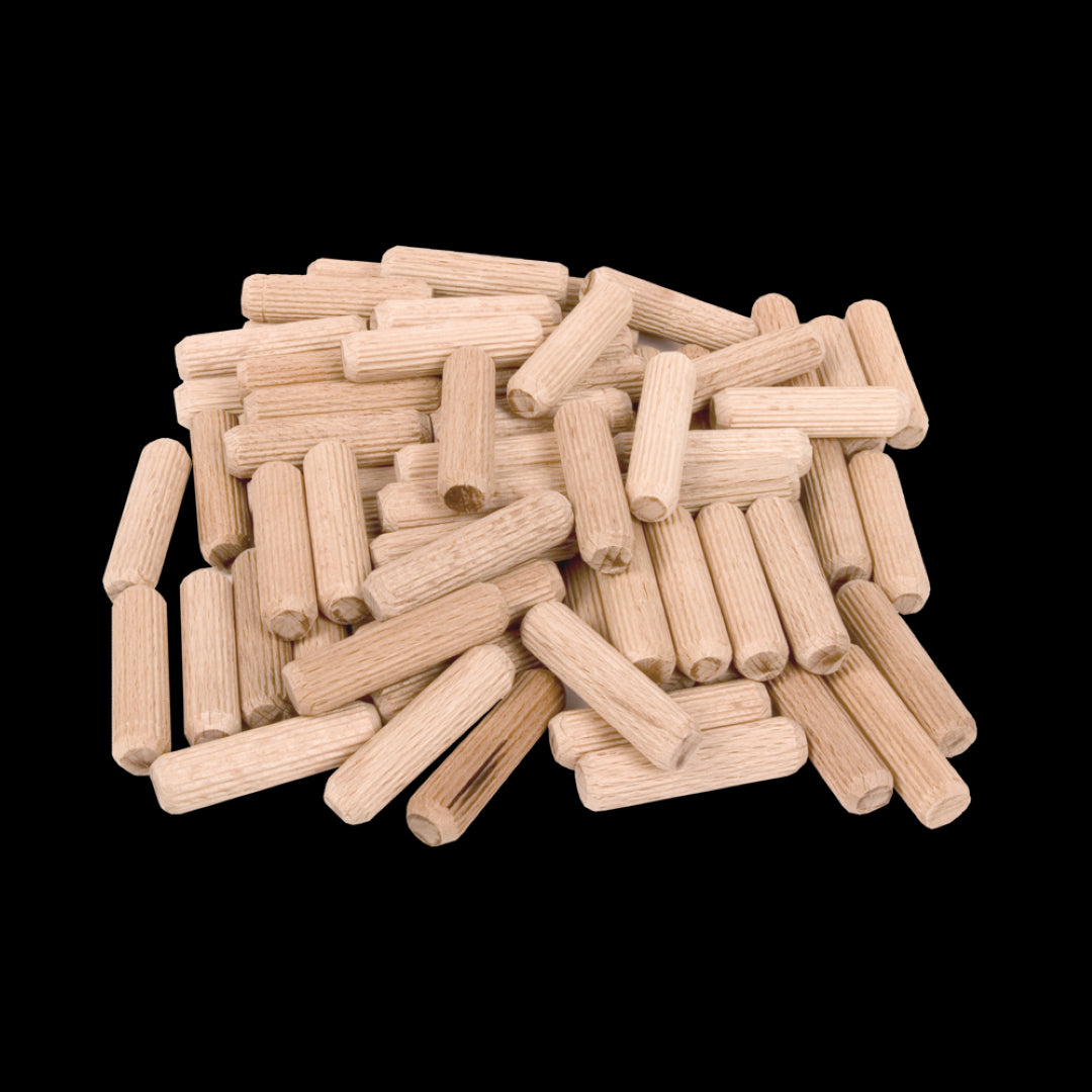 PG PROFESSIONAL 6mm fluted wooden dowels in a 60-pack, crafted from durable beech wood for strong, reliable joints in woodworking.