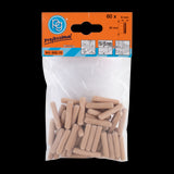 PG PROFESSIONAL 6mm Fluted Wooden Dowels in a 60-pack, expertly crafted from beech wood for strong joints in woodworking projects.