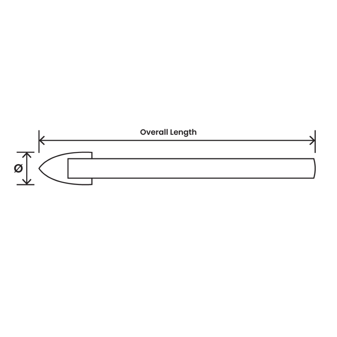 3mm tile and glass drill bit with carbide tips for precision drilling in glass, tiles, ceramics, and porcelain.