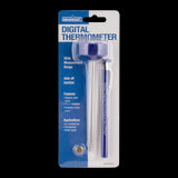 PLUMTEST Digital Thermometer with stainless steel probe, measuring -50 to 200°C, auto-off feature, and pocket clip for portability.
