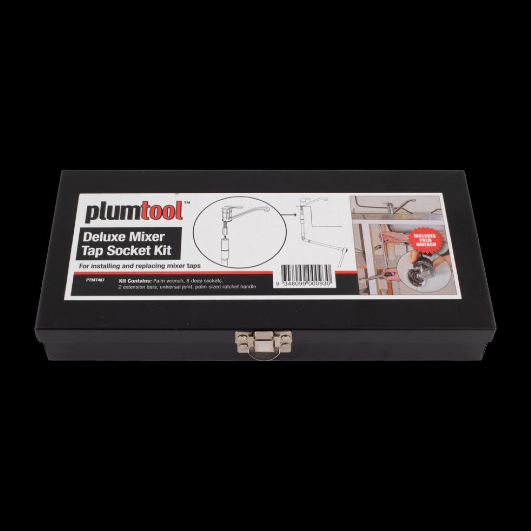 PLUMTOOL Mixer Tap Socket Set: 13-piece chrome vanadium set for hassle-free mixer tap installations, includes sturdy storage case.