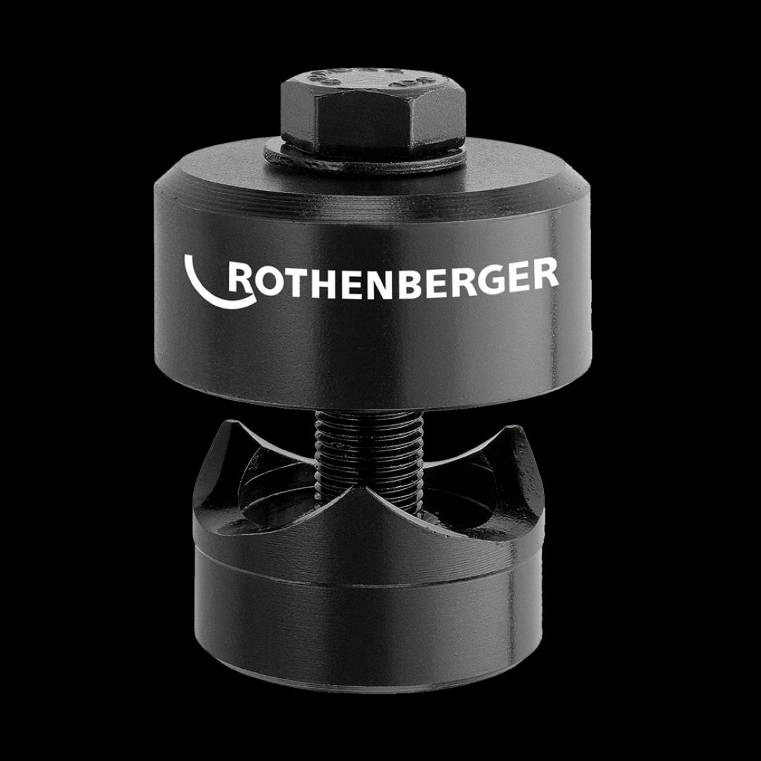 ROTHENBERGER 32mm Chassis Punch for precise, uniform hole punching in steel, copper, and aluminum sheets. Ideal for professionals.