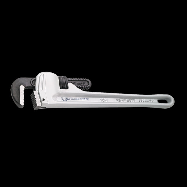 Lightweight 350mm aluminium pipe wrench with ergonomic grip for superior leverage in plumbing tasks.