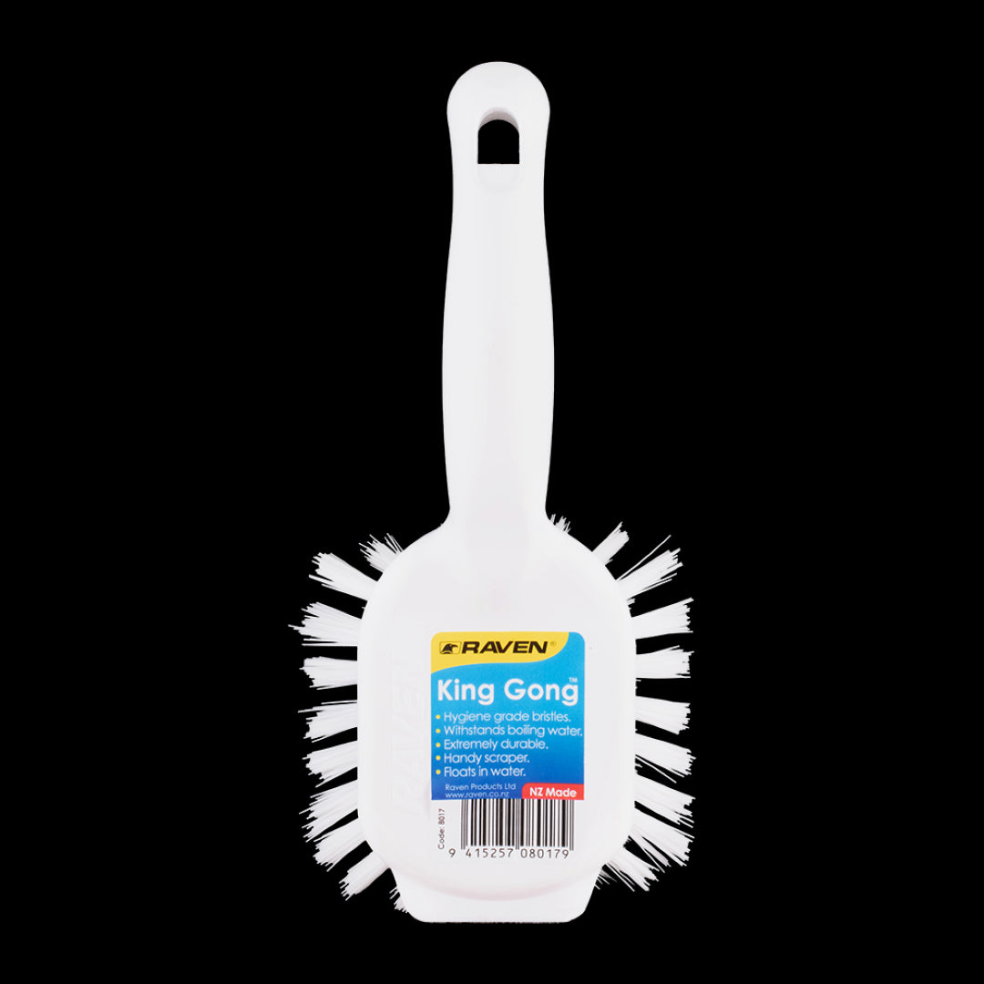 RAVEN King Gong Scrub Brush with hygiene-grade bristles for effective cleaning in commercial kitchens and food facilities.