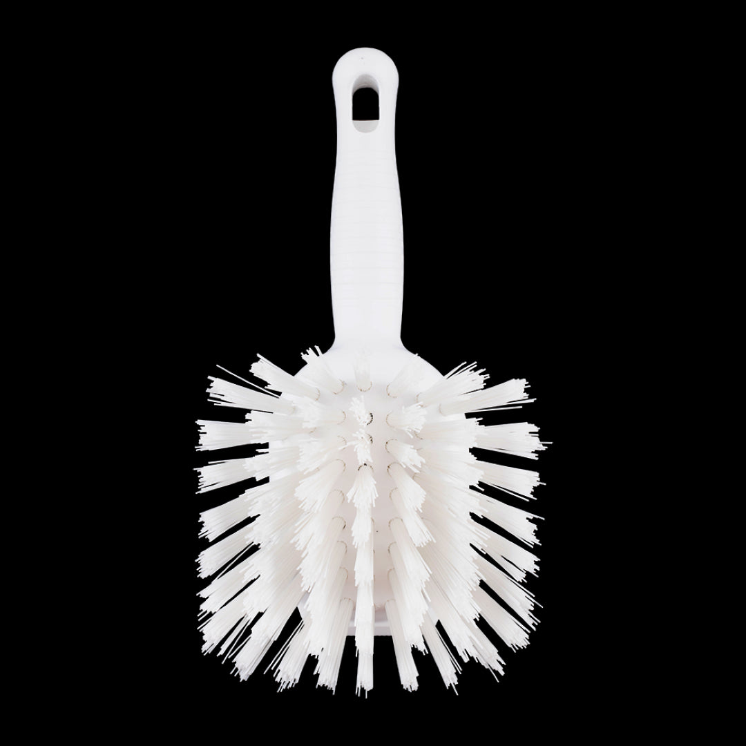 RAVEN King Gong Scrub Brush with hygiene-grade bristles, scraper, and floating design for commercial kitchen cleaning.