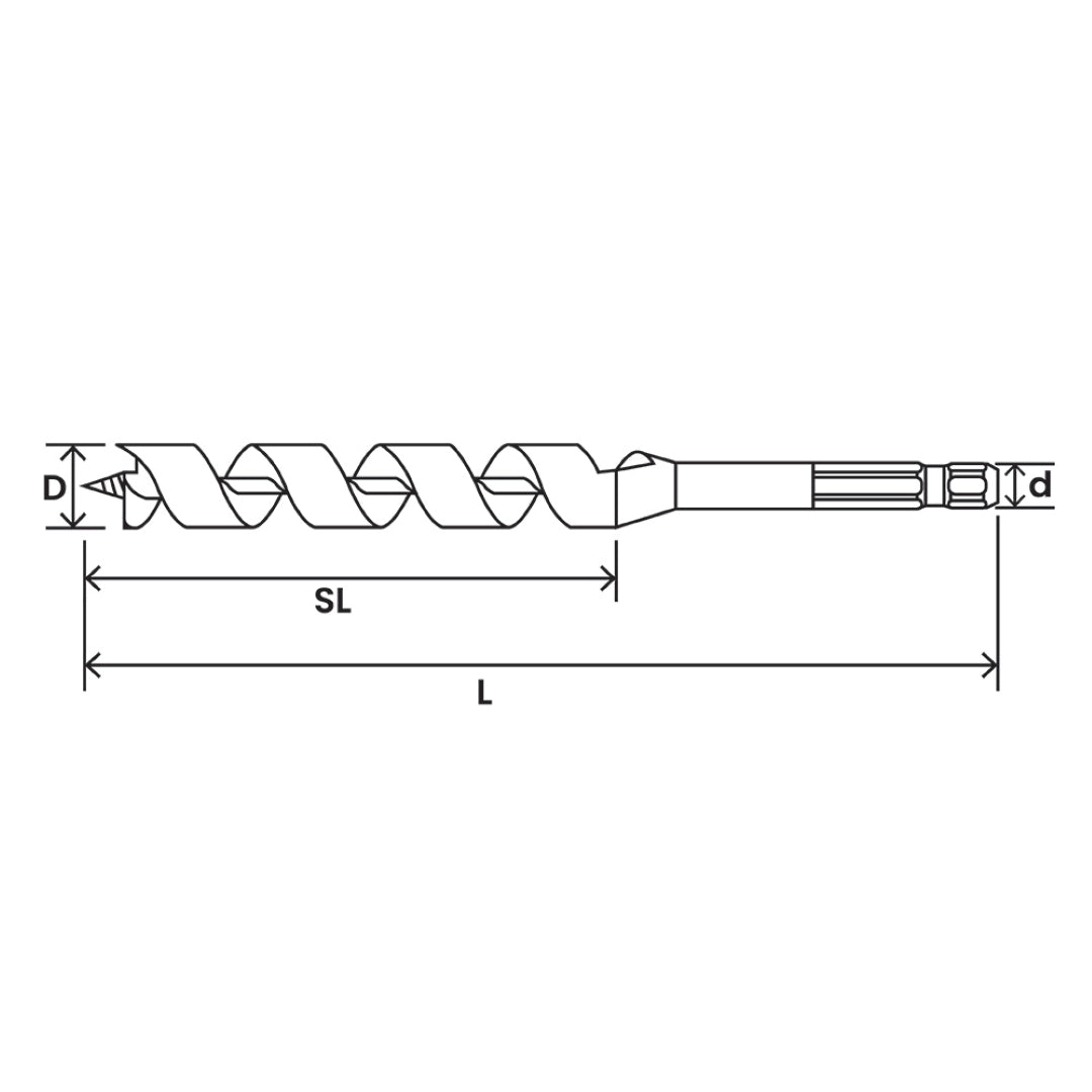 STAR-M Combination Auger Bit (8mm x 170mm) for precise wood boring, featuring burr-free lead screw and high carbon steel durability.