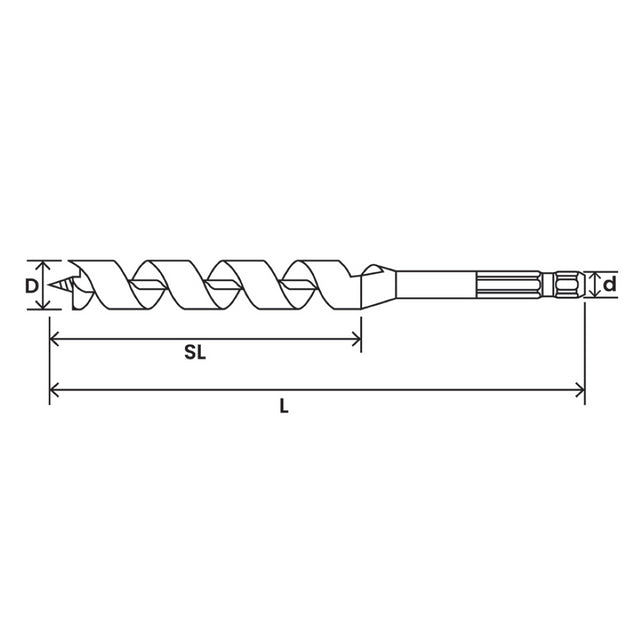 STAR-M Combination Auger Bit (8mm x 170mm) for precise wood boring, featuring burr-free lead screw and high carbon steel durability.