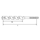 STAR-M Combination Auger Bit in high carbon steel, 14mm x 200mm, designed for precise wood boring with burr-free lead screw.