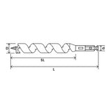 STAR-M Nail Biter Ship Auger, 22mm x 190mm, High Carbon Steel for efficient drilling through nails in wood construction.