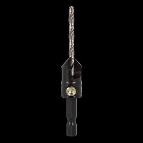 9/64" countersink drill designed for clean, precise holes in wood, metal, or plastic, compatible with Snappy Quick Click system.