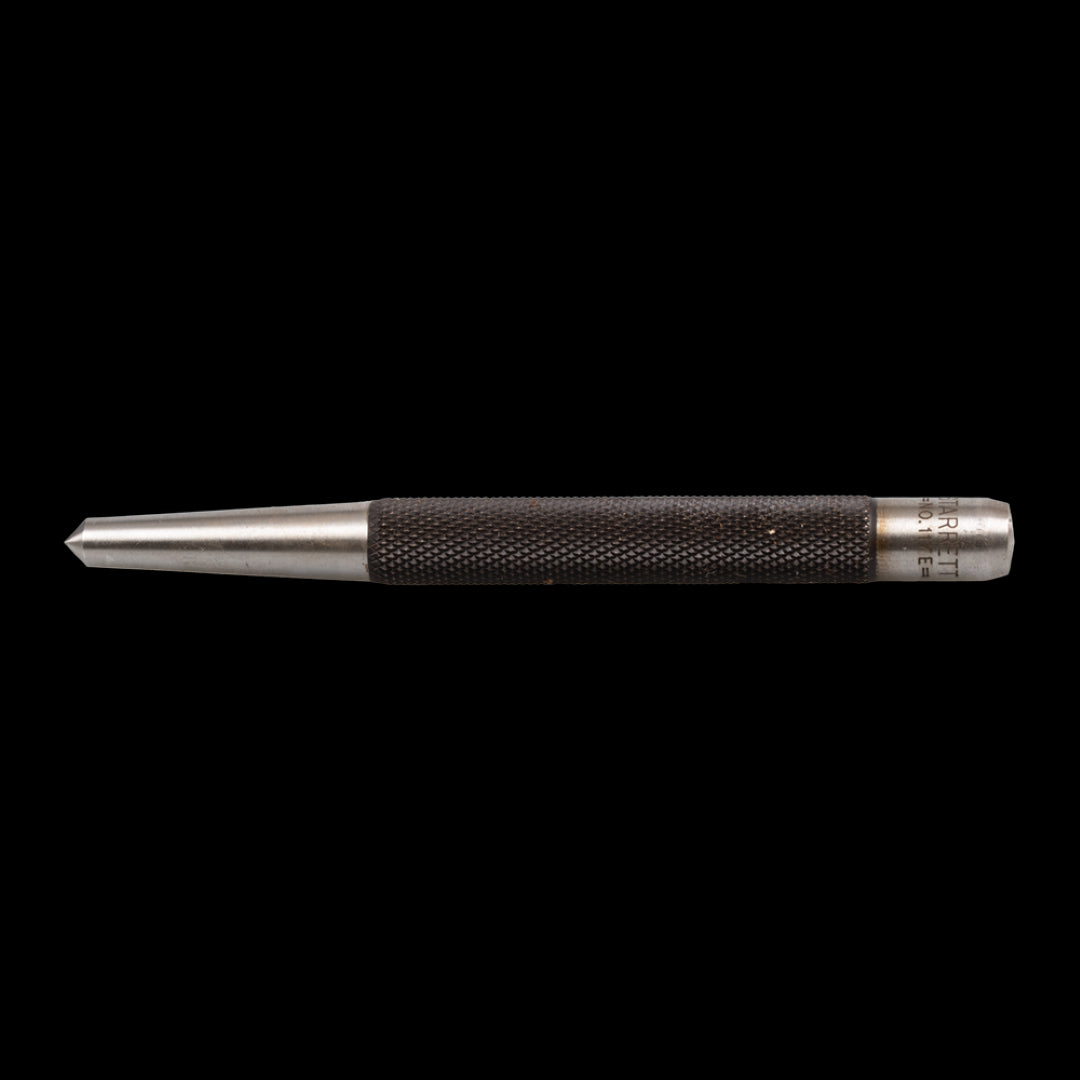 STARRETT Center Punch 125mm x 1/4", durable steel tool for precise marking and pilot hole creation with knurled grip.