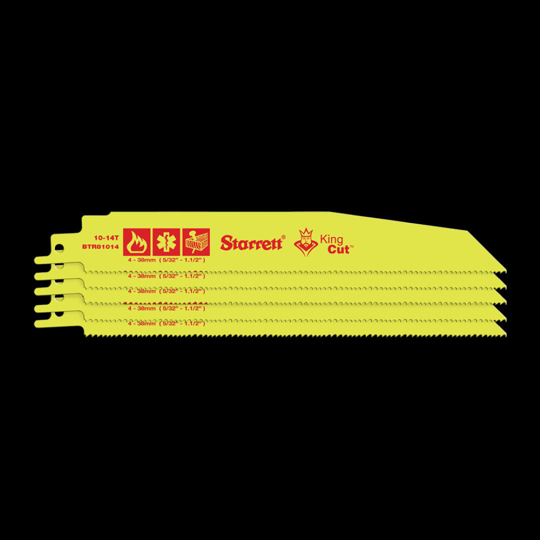 STARRETT Fire Rescue & Demolition Reciprocating Blade 5 pack, 200mm long, durable, efficient for cutting wood, metal, and composite.