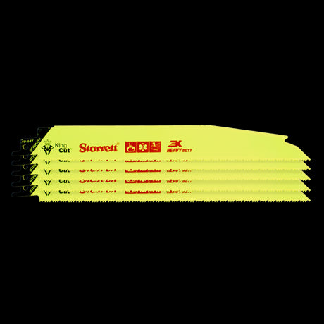 STARRETT 5-pack reciprocating blades, 228mm length, 10/14 TPI for efficient cutting in fire rescue and demolition tasks.