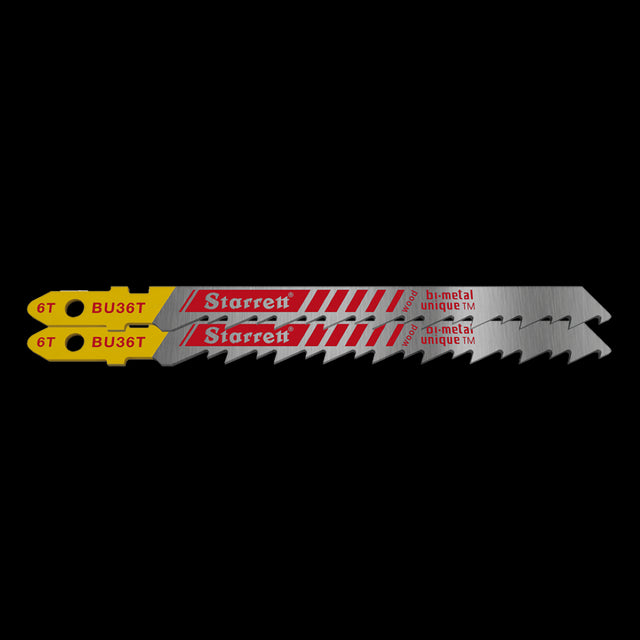 STARRETT Ground Taper Jigsaw blade (75mm x 6t) designed for precise, efficient wood cutting with reduced splintering.