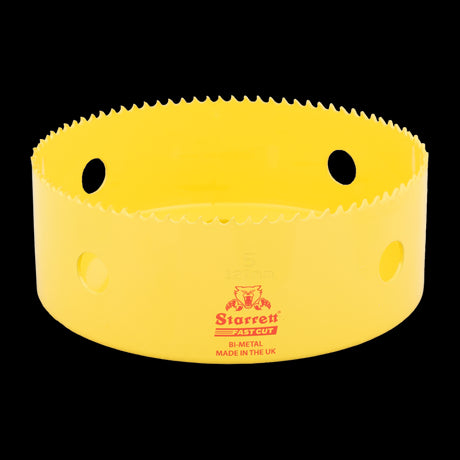 STARRETT 127mm Deep Cut Holesaw featuring HSS teeth, shatter-resistant design, ideal for wood, metal, and steel cutting.