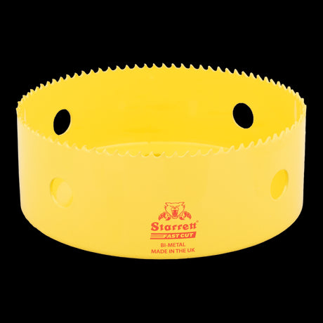 STARRETT 133mm Deep Cut Holesaw with HSS teeth for precise cuts in wood, metal, and steel; 2" depth, durable alloy backing.