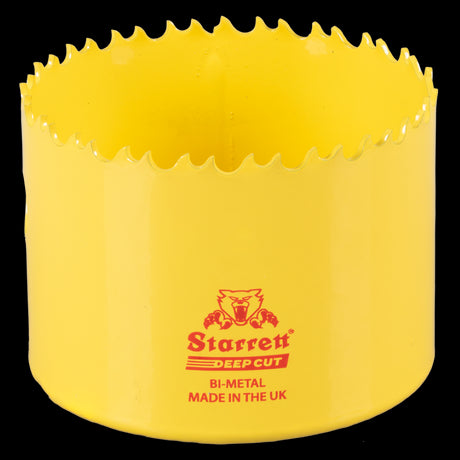 STARRETT 79mm Deep Cut Holesaw with HSS teeth for precise cutting through wood, metal, and steel; durable and shatter-resistant design.