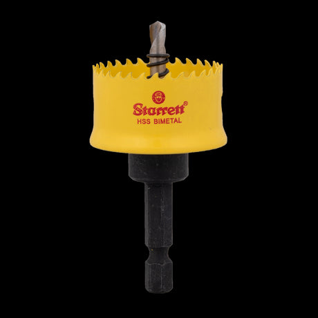 STARRETT 32mm Smooth Holesaw with heavy-duty arbor, HSS construction, and flared base cap for precise cutting in various materials.