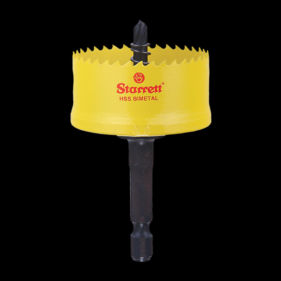 STARRETT 38mm Smooth Holesaw for precision cutting in various materials, includes arbor and pilot drill, heat-resistant HSS.