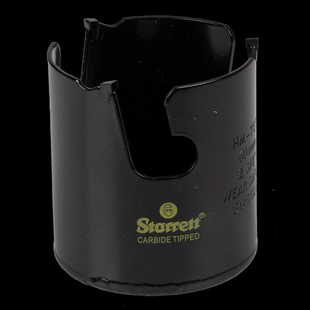 STARRETT 60mm Fastcut TCT Holesaw for ultra-aggressive cutting through wood, MDF, plastics, and ceramic tiles.