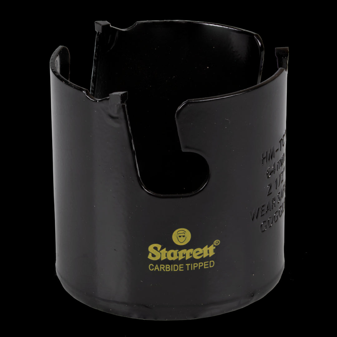 STARRETT 64mm Fastcut TCT Holesaw for precise, heat-free cutting of wood, MDF, plastic, and ceramic tiles.