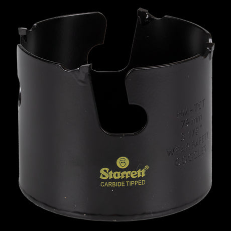 STARRETT 79mm Fastcut TCT Holesaw for fast, clean cuts in wood, MDF, plastics, and ceramic tiles with durable tungsten carbide tips.