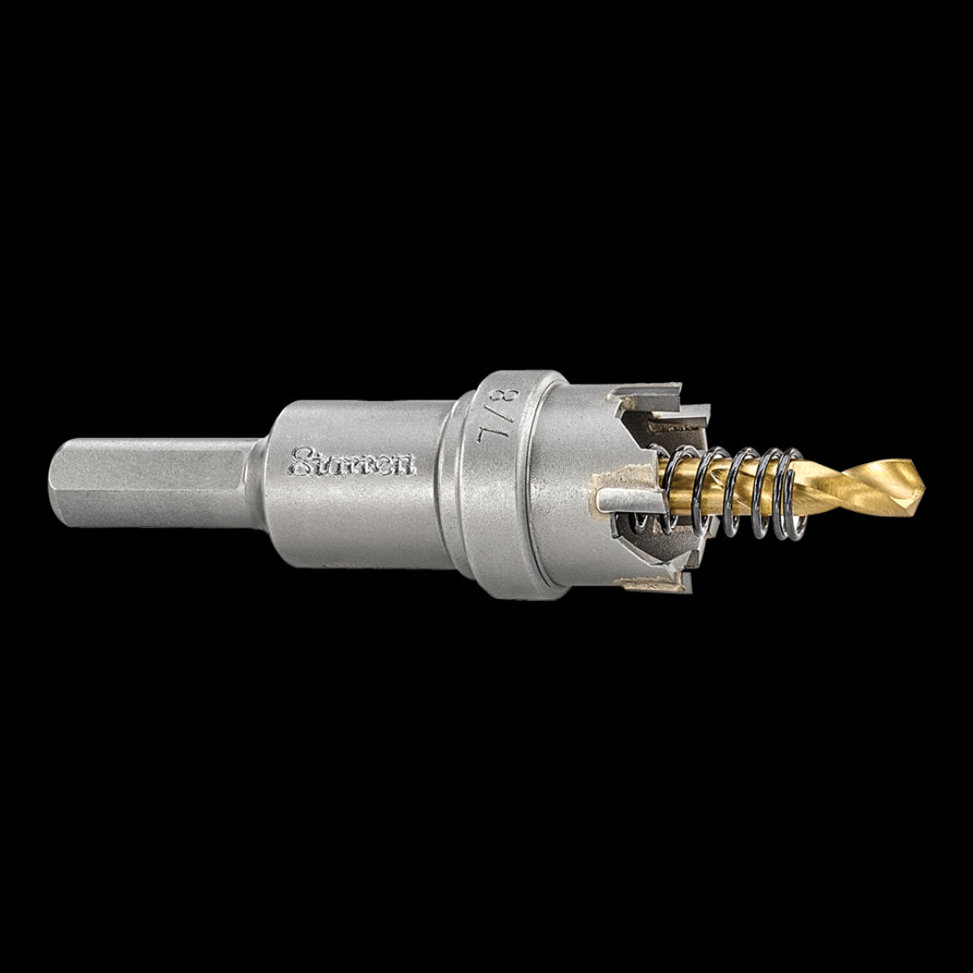 STARRETT 22mm TCT SS Sheet Holesaw for precise cutting of stainless steel and nonferrous metals, featuring tungsten carbide tips.