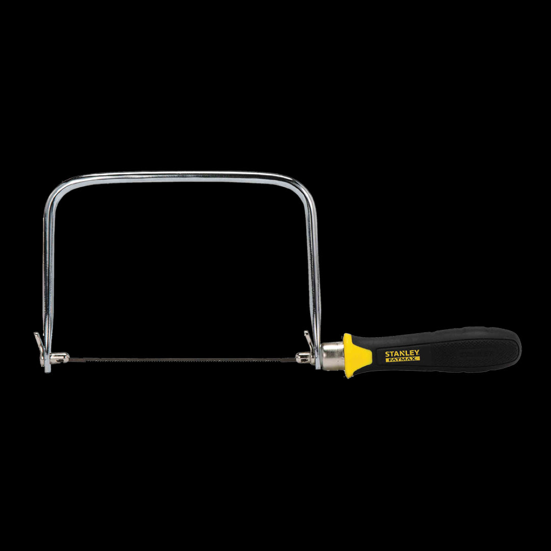 STANLEY Fatmax Coping Saw with durable frame and comfortable grip for precise curved cuts in wood and plastic.