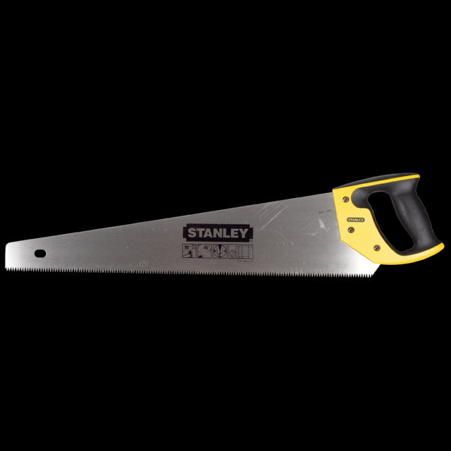 STANLEY Heavy Duty Jetcut Saw with ergonomic handle and 3-sided precision teeth for smooth, efficient cutting of tough materials.