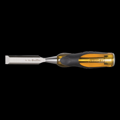 STANLEY 18mm Fatmax Butt Chisel with high-carbon steel blade, ideal for precision woodworking and carpentry tasks.