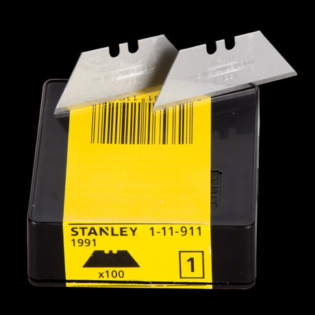 STANLEY Standard Duty Knife Blades pack of 100, designed for precision cutting of paper, card, leather, and sheet materials.