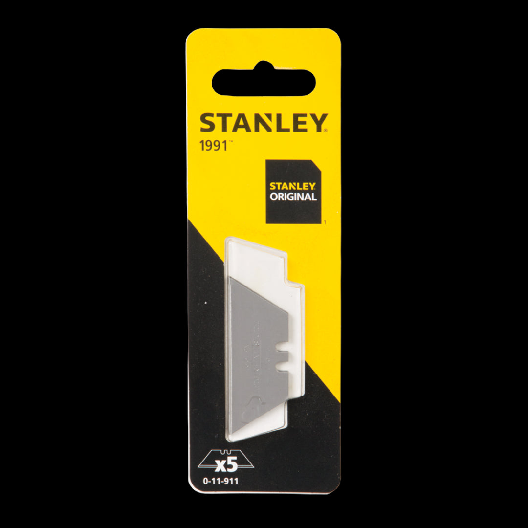 STANLEY Standard Duty Knife Blades - 5 Pack, featuring durable, sharp blades for clean cuts on paper, cardboard, and leather.