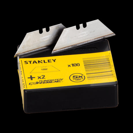 STANLEY Heavy Duty Knife Blades pack of 100, designed for durability and precision cutting in various materials.