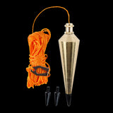 SWANSON 16oz Brass Plumb Bob with pointed steel tip, fluorescent orange string, and durable brass construction for accurate vertical measurements.