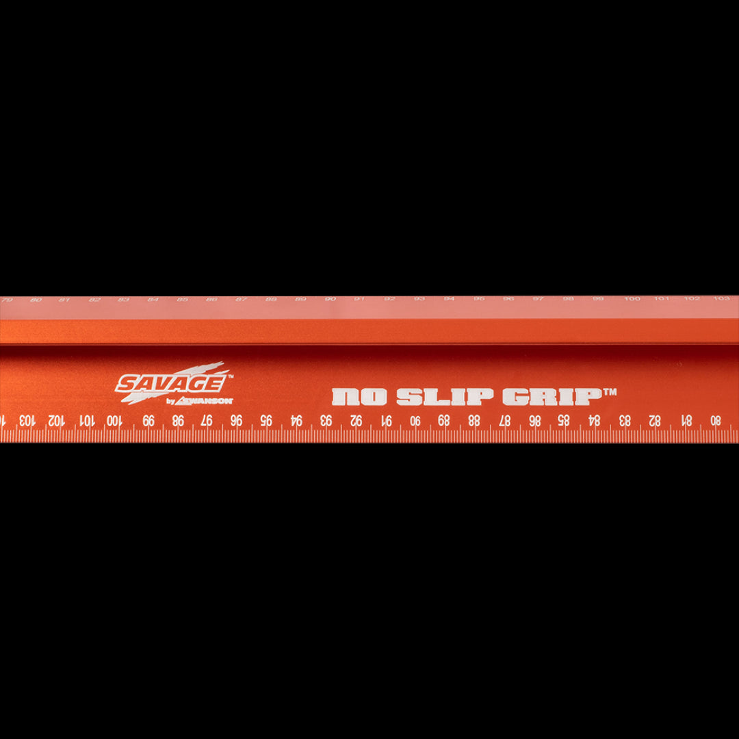 SWANSON 1200mm Savage™ No-Slip Straight Edge in vibrant orange, designed for precision cutting with no-slip grip backing.