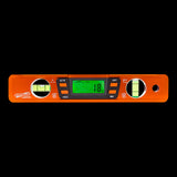 Digital torpedo level with green backlit display, 0.029° precision, and neodymium magnets for accurate leveling and alignment.