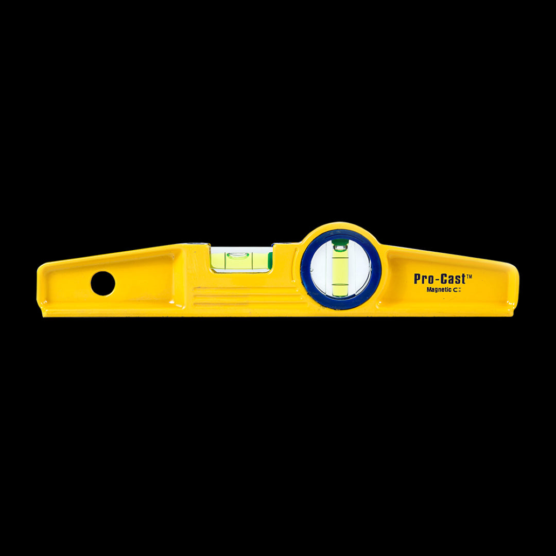 Swanson 250mm Pro-Cast Magnetic Torpedo Level with rare earth magnets, milled surface, and high-visibility finish for precise leveling.