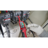 Image of the UNI-T Multifunction Voltage Tester, showing its LCD display, single probe, and waterproof design for precise electrical testing.
