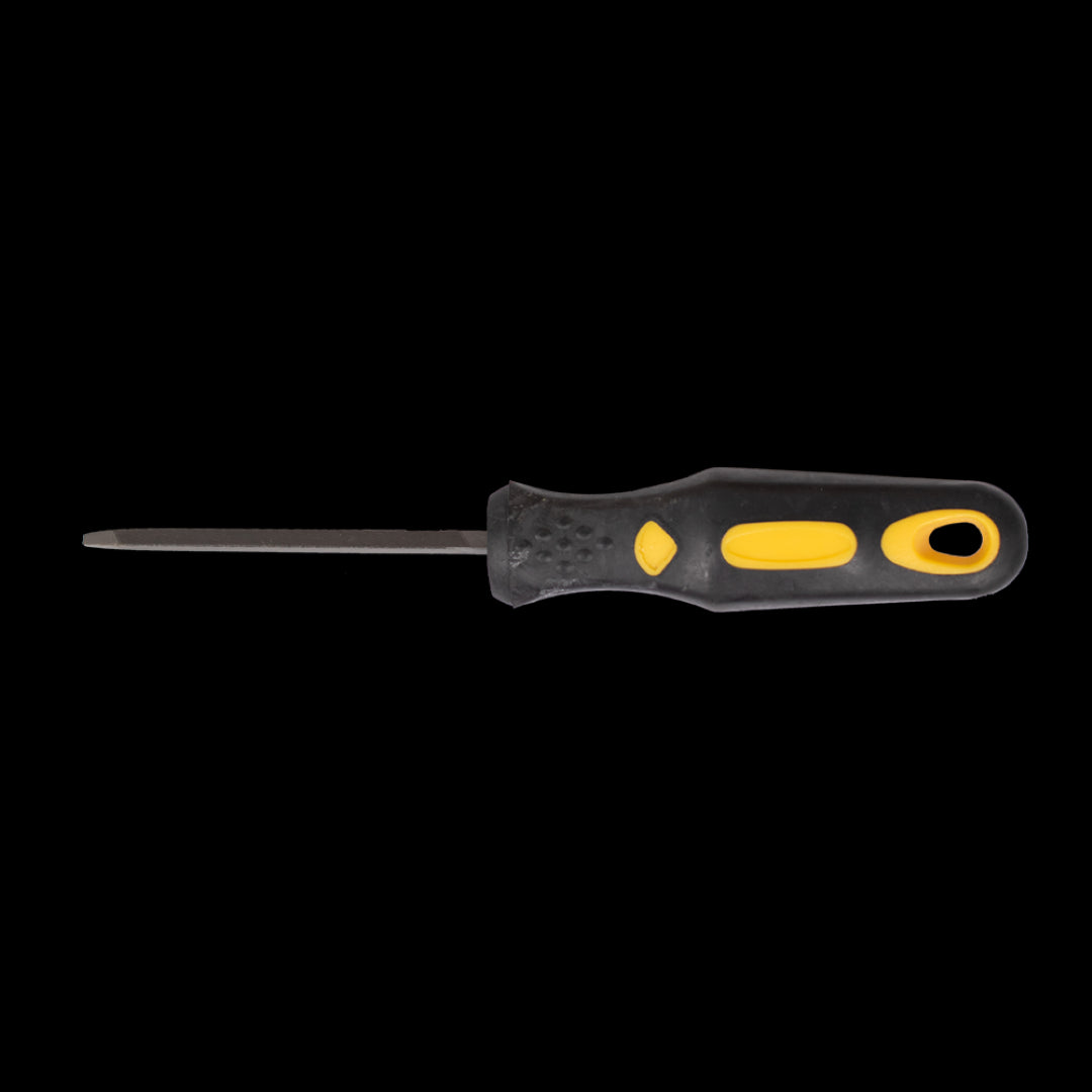 STANWAY 100mm Slim Taper File with triangular tapered design, ideal for precision sharpening of hand saws and chisels.