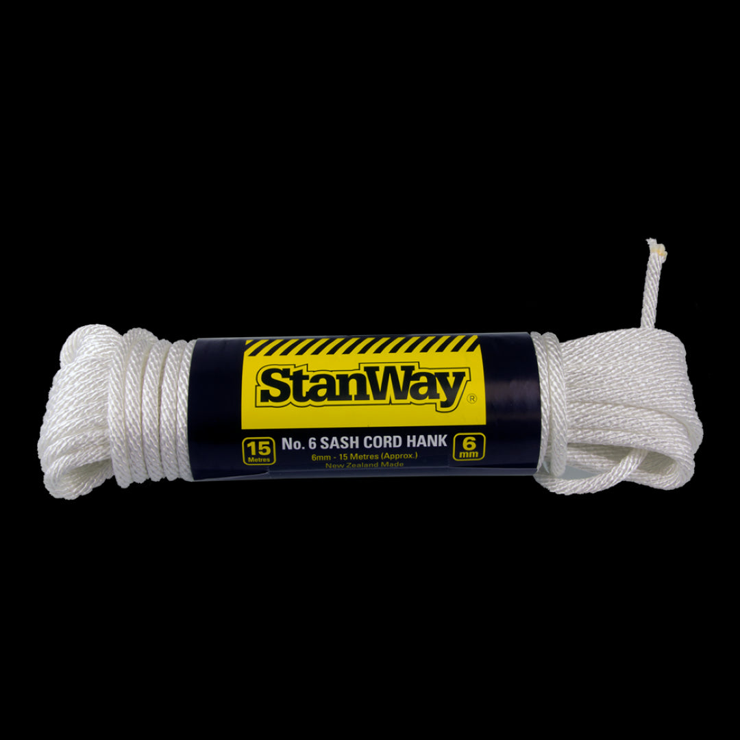 STANWAY White Sash Cord Hank (15m x 6mm)