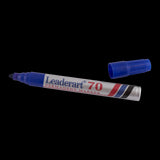 LEADERART Blue Permanent Marker with Fibre Bullet tip for precise lines, waterproof ink, and heavy-duty construction for various surfaces.