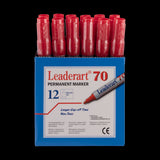 Vibrant LEADERART red permanent marker with versatile Fiber Bullet tip for bold, waterproof, and fade-resistant markings.