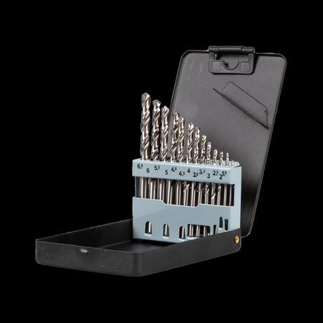 STANWAY 13-piece Metric HSS Drill Set in steel box, featuring precision-ground bits for wood, metal, and plastic drilling.